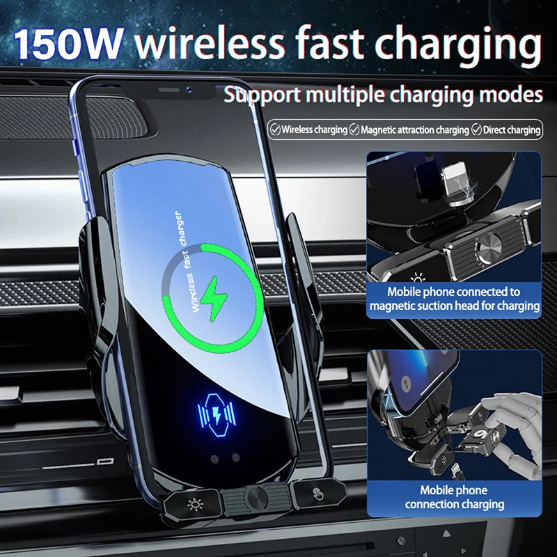 Cargador inalámbrico para coche, soporte magnético para teléfono móvil, soporte GPS giratorio 360° para iPhone Xiaomi