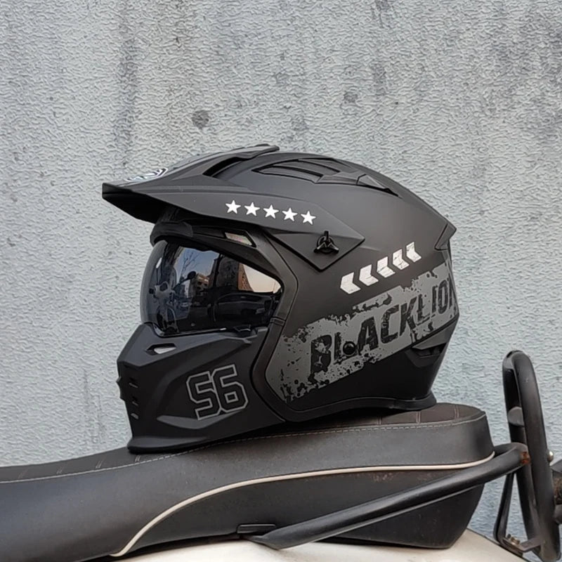 Casque Moto Vintage Demi-Casque Style Guerrier — Cruising Noir Homme Femme