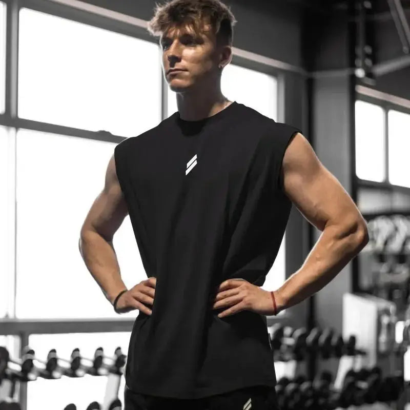 Men's Sleeveless T-shirt, Quick Dry, Fitness, Bodybuilding, Fashion, Basketball Vest, Breathable Mesh, Men's Summer Gym Tank Top