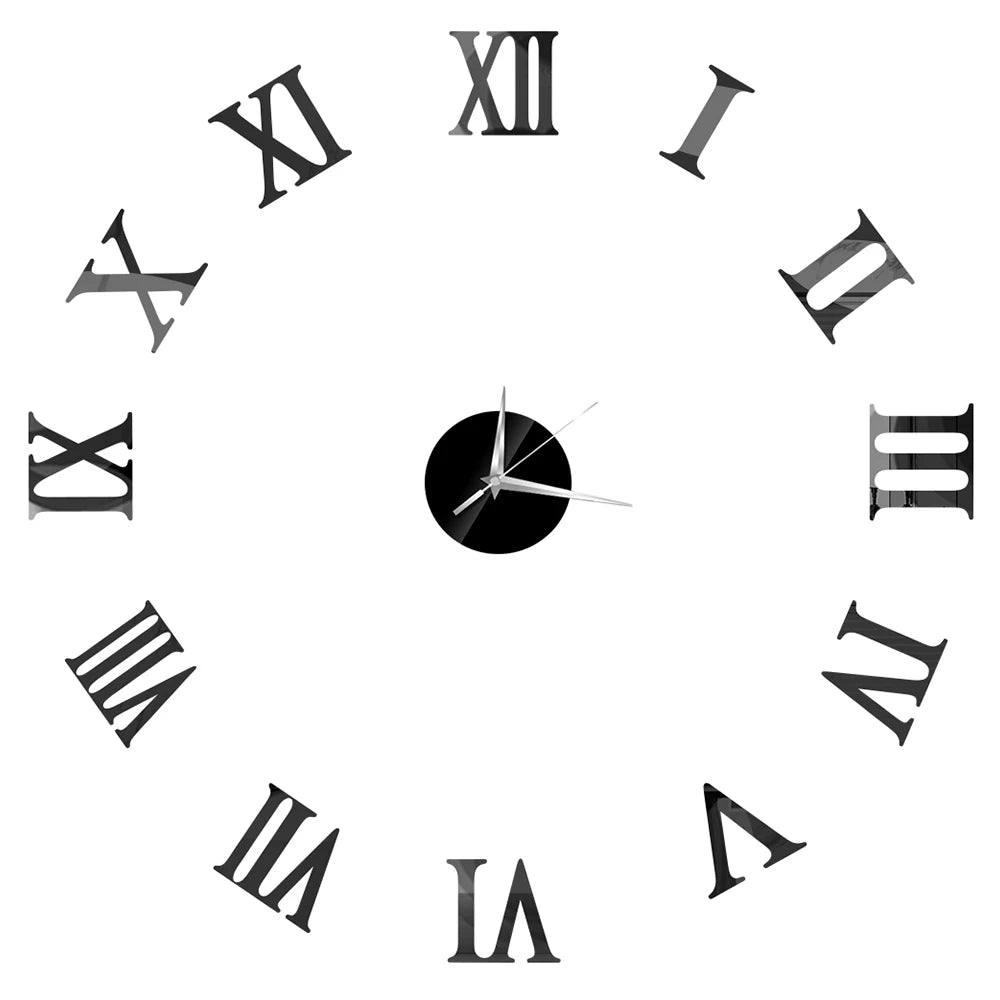 Creative Frameless Wall Clock, Silent Wall Sticker for Home, Acrylic Mirror Sticker, Wall Decor for Living Room and Office, DIY