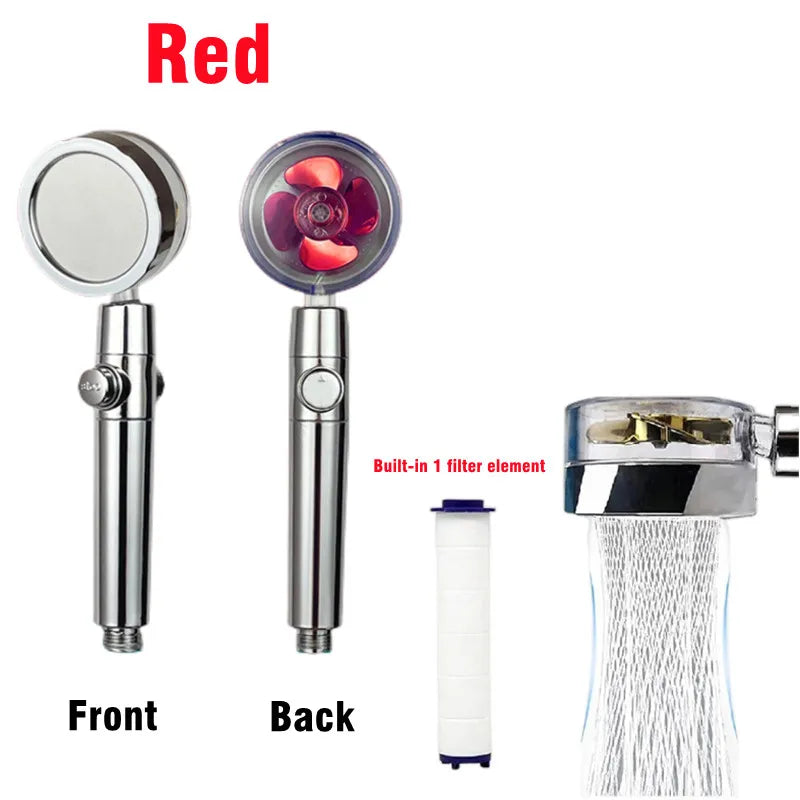 Pommeau de douche avec ventilateur Turbo, Rotation à 360 degrés, haute pression, économie d'eau, Spray réglable, filtres, accessoires de salle de bains
