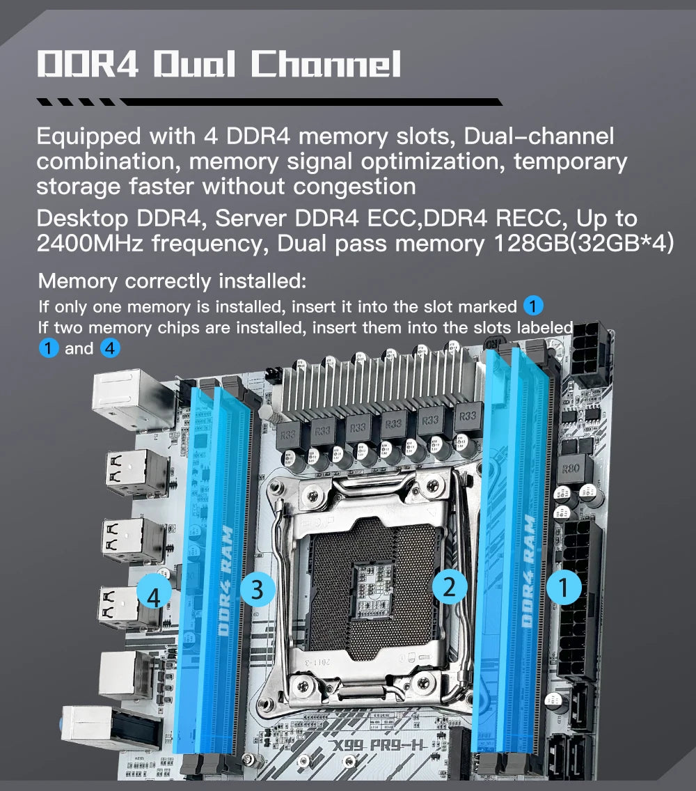 Kit de carte mère MACHINIST White X99, processeur Xeon E5 2640 V4 LGA 2011-3 en option, DDR4 2*8G = 16GB RAM NVME/SATA M.2 PR9-H Combo