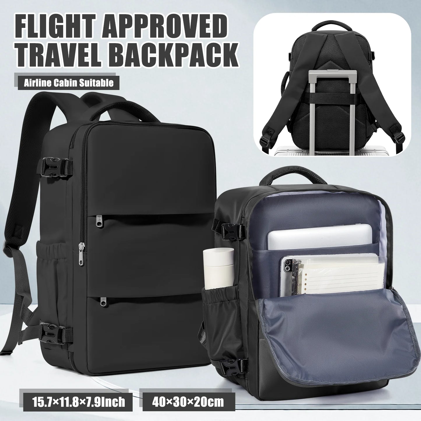 Sac à Dos Voyage Cabine Avion 40x30x20 — Étanche Ordinateur Bagage à Main