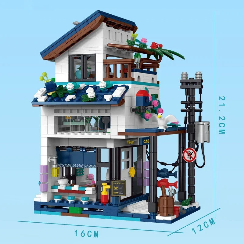 Blocs de Construction Rétro LED Enfant — Ville Japonaise Plage Villa 813 Pièces