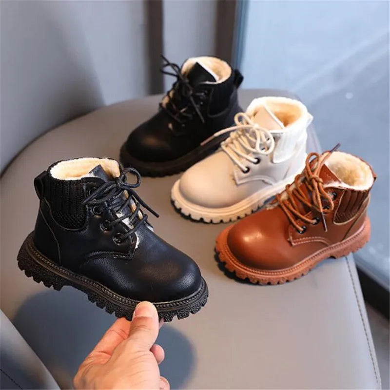 Bottes de Neige Enfant Imperméables — Cuir Fourré Unisexe Hiver