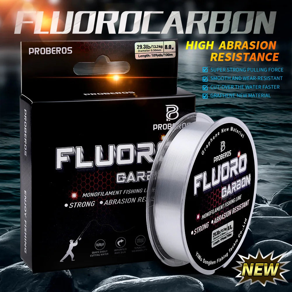 Fil de Pêche Fluorocarbone 100m — Monofilament 2.2 à 29.3 lb Carpe & Leader