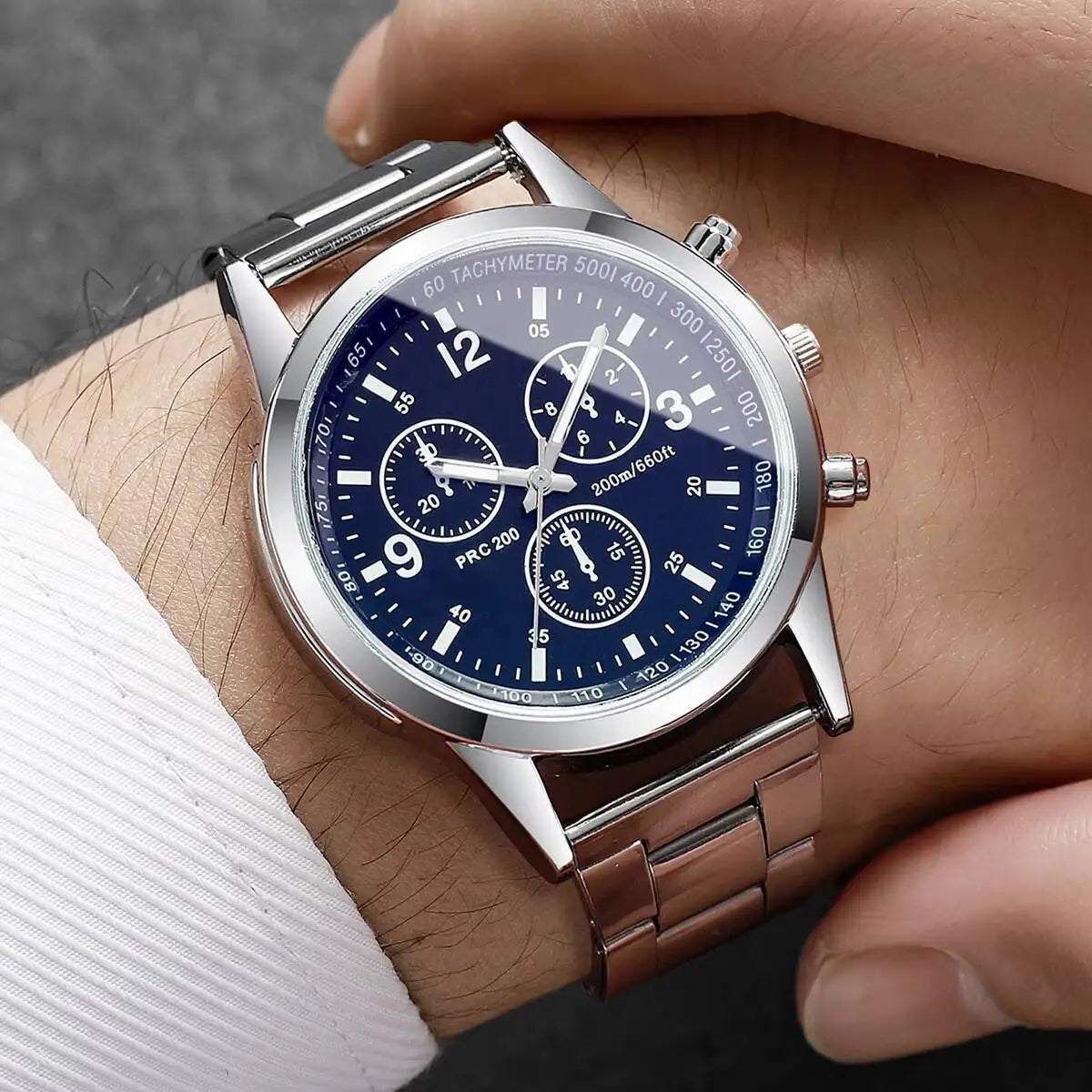 Reloj de cuarzo para hombre, de negocios, con correa de acero inoxidable