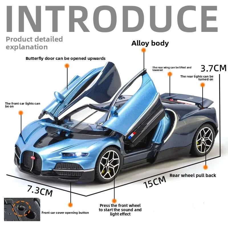 Modèle de supercar 1/32 en alliage métal moulé sous pression — miniature, cadeau d'anniversaire garçon