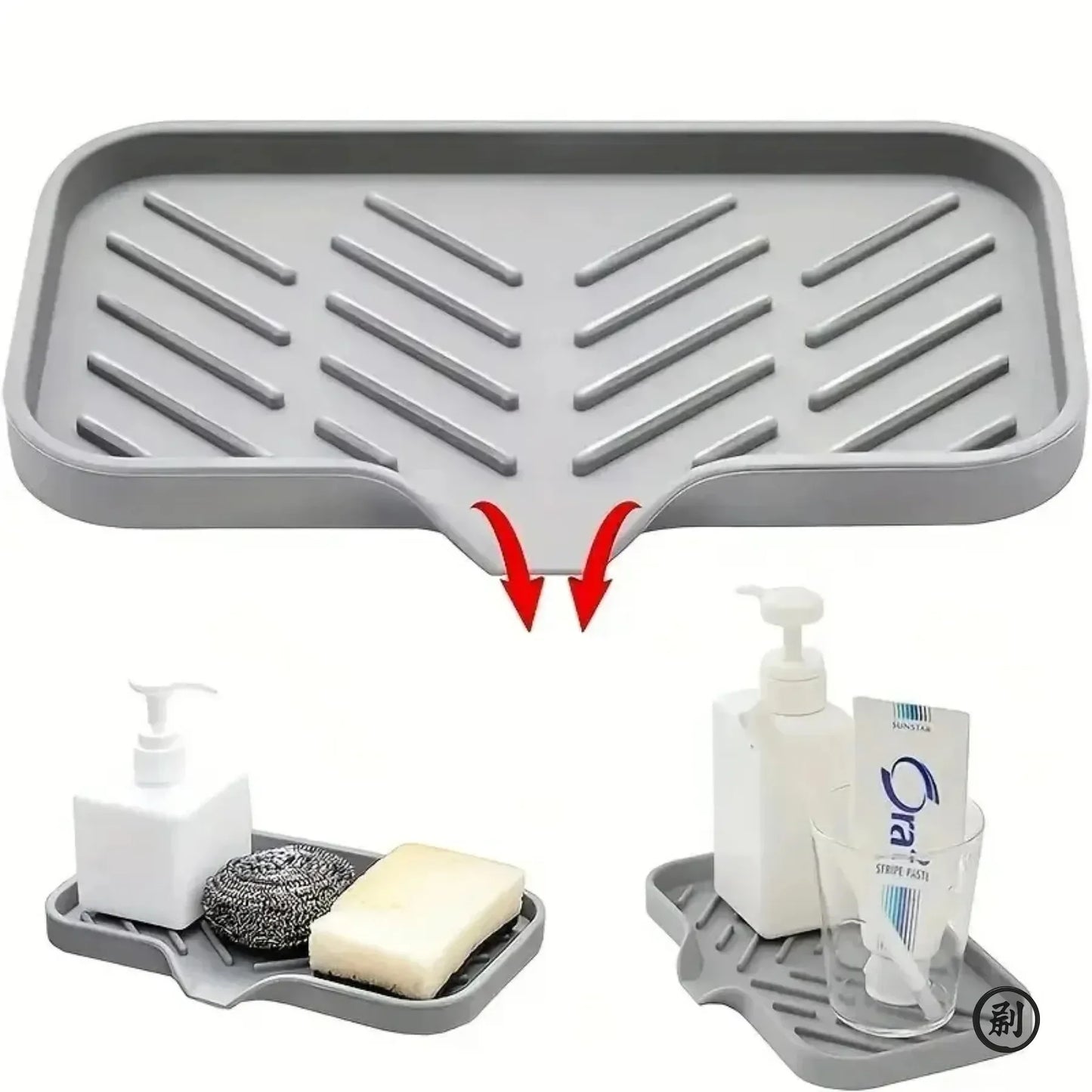 Plateau d’Évier en Silicone avec Vidange — Support Éponge & Savon Cuisine