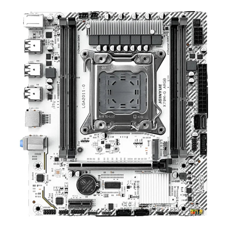 Carte mère JGINYUE X79M-G ARGB pour processeur E5 26XX V2 série LGA2011 M-ATX DDR3 RAM interface TPM pour le bureau à domicile et les jeux
