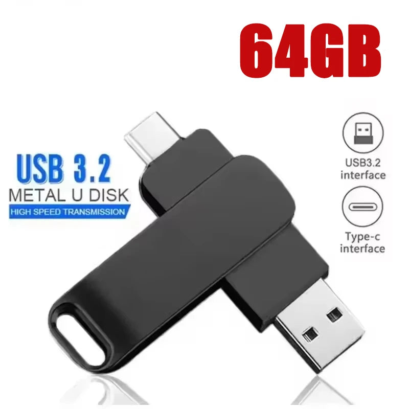 Clé USB 3.2 2-en-1 pour Xiaomi, 512 Go, disque U 256 Go, haute vitesse, en métal, étanche, Type-C, clé USB, lecteur USB