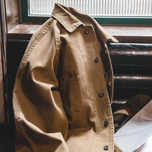 Maden Amekaji - Men's Vintage Casual Jacket, Cotton Lapel, Retro Outerwear, American Fashion, 4 Pockets, CombUnmunFu
