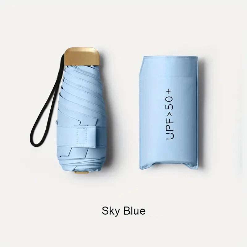 Ultra-Light UV Protection Umbrella – Compact and Foldable Design with Stainless Steel Handle for Sun and Rain, Durable 190T Canopy