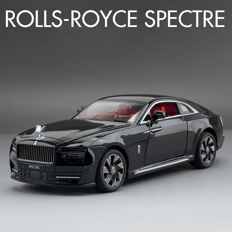 Rolls Royce Spectre Alloy Car Model for Boys, Simulation, Sound, Light, Collectible Metal Toys, Vehicles, Tire, Child, 1/24 Scale