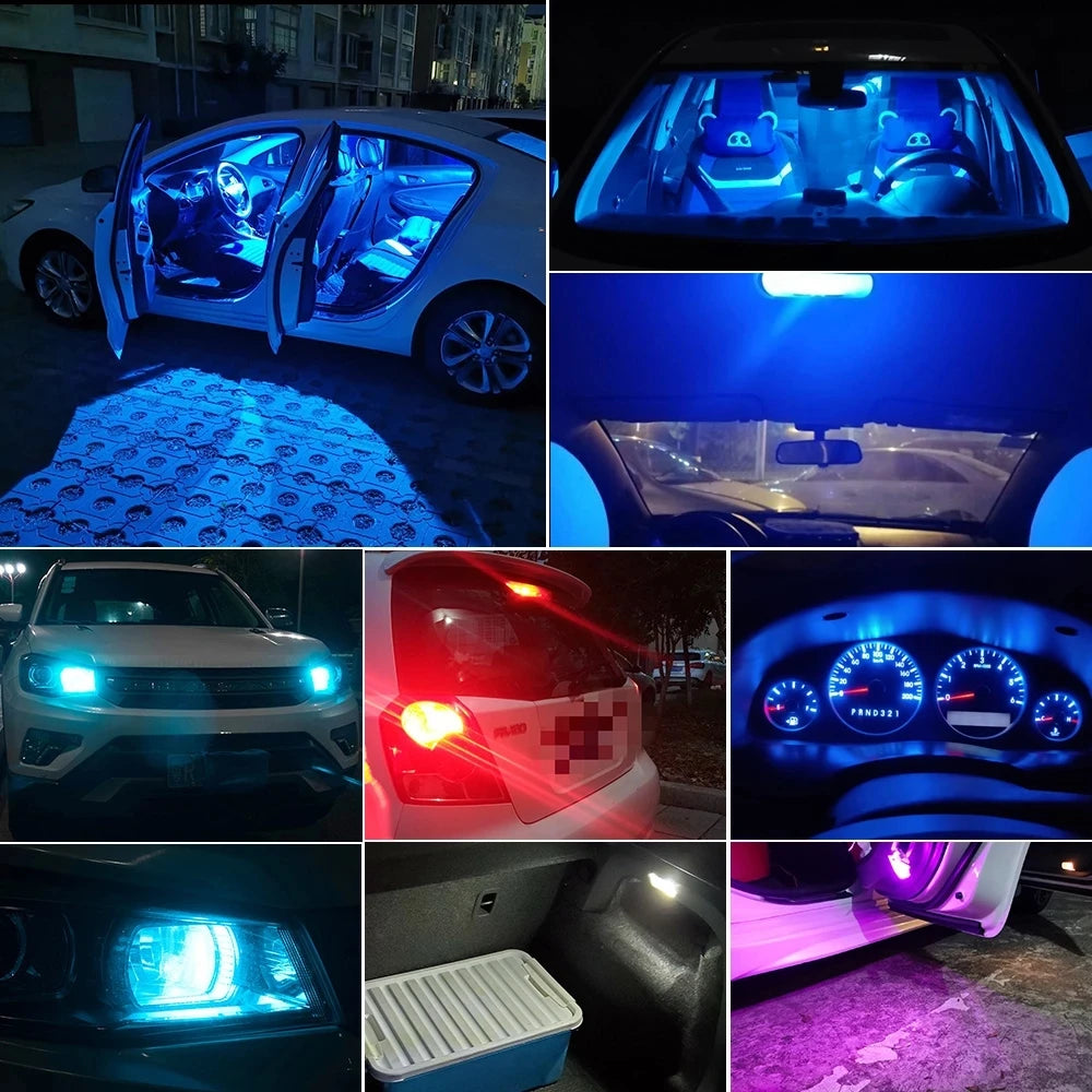 10X nueva W5W LED T10 luces de coche COB de cristal para interior bombillas blanco hielo azul amarillo Auto matrícula lámpara domo luz de lectura 12V