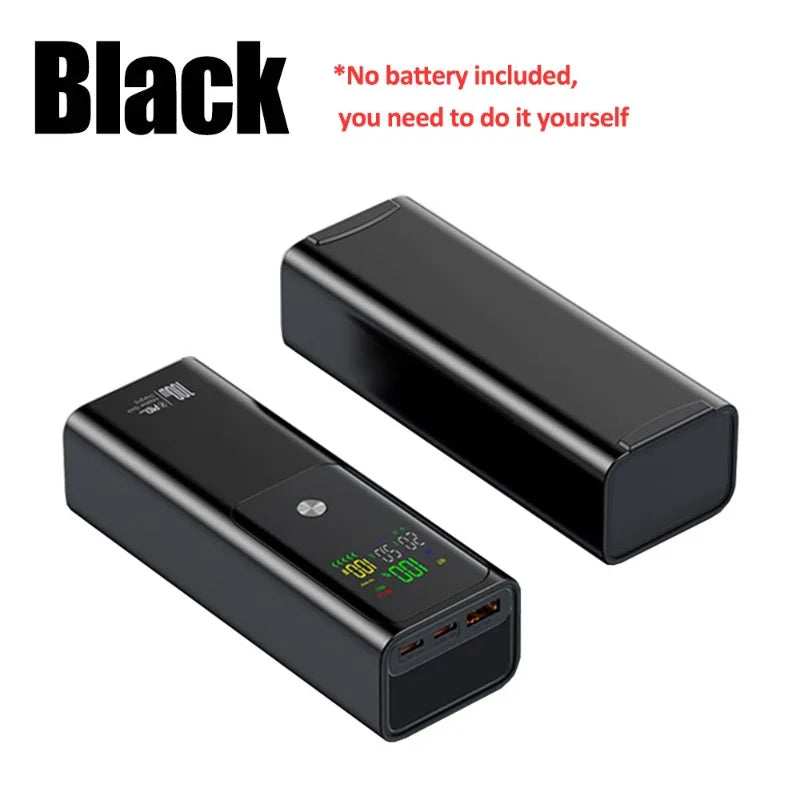 Boîtier de chargeur de batterie DIY PD 100W à charge rapide pour 4 batteries polymère 21700 20000mA, boîte de banque d'alimentation pour Macbook, soudure nécessaire