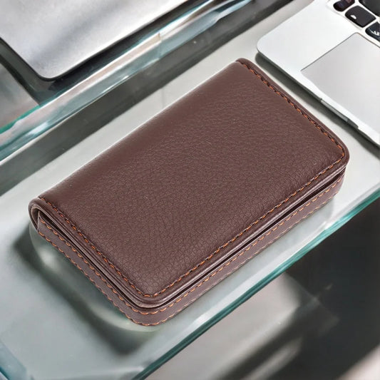 Porte-Cartes Cuir PU Cousu Magnétique — Cartes Affaires Homme Femme