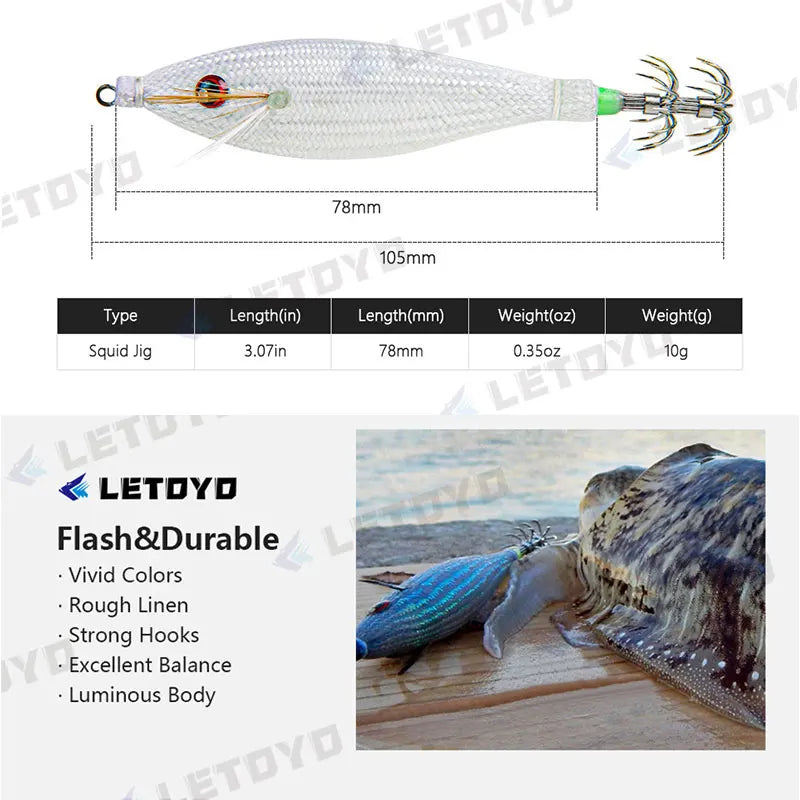 Accessoires de pêche 78Mm 10G, gabarit de calmar flottant, leurre de pêche au gabarits, crochet de calmar artificiel en plastique pour outils de pêche en bateau de mer