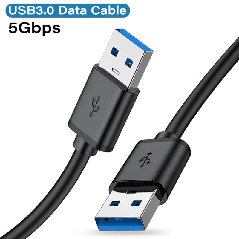 Câble d'extension USB 3.0 mâle vers mâle, 5Gbps, transmission rapide, câble de données, ordinateur portable vers disque dur mobile, TV