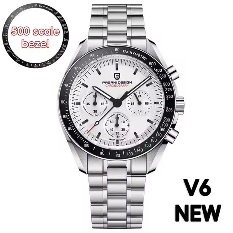 Montre à quartz de luxe pour hommes — chronographe VK63, miroir saphir AR, lumineuse, cadeau 2025