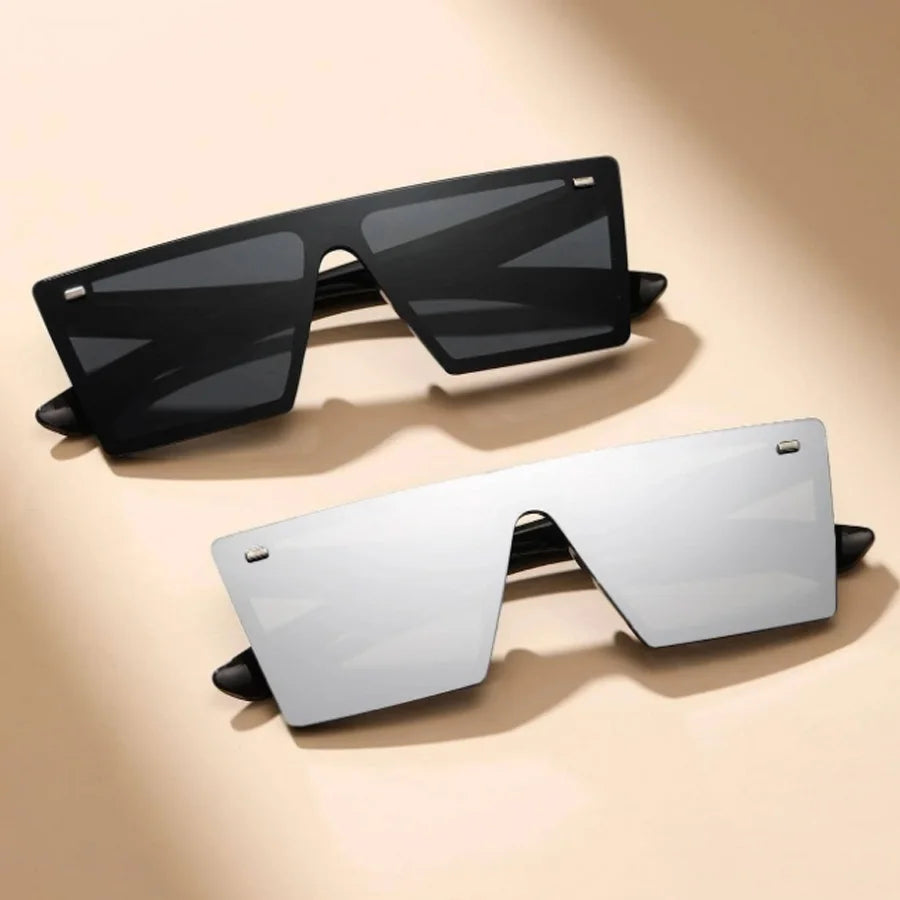 Gafas de sol de montura cuadrada extragrande para mujer, 2 piezas, estilo casual, retro Y2K, decoración de playa y calle