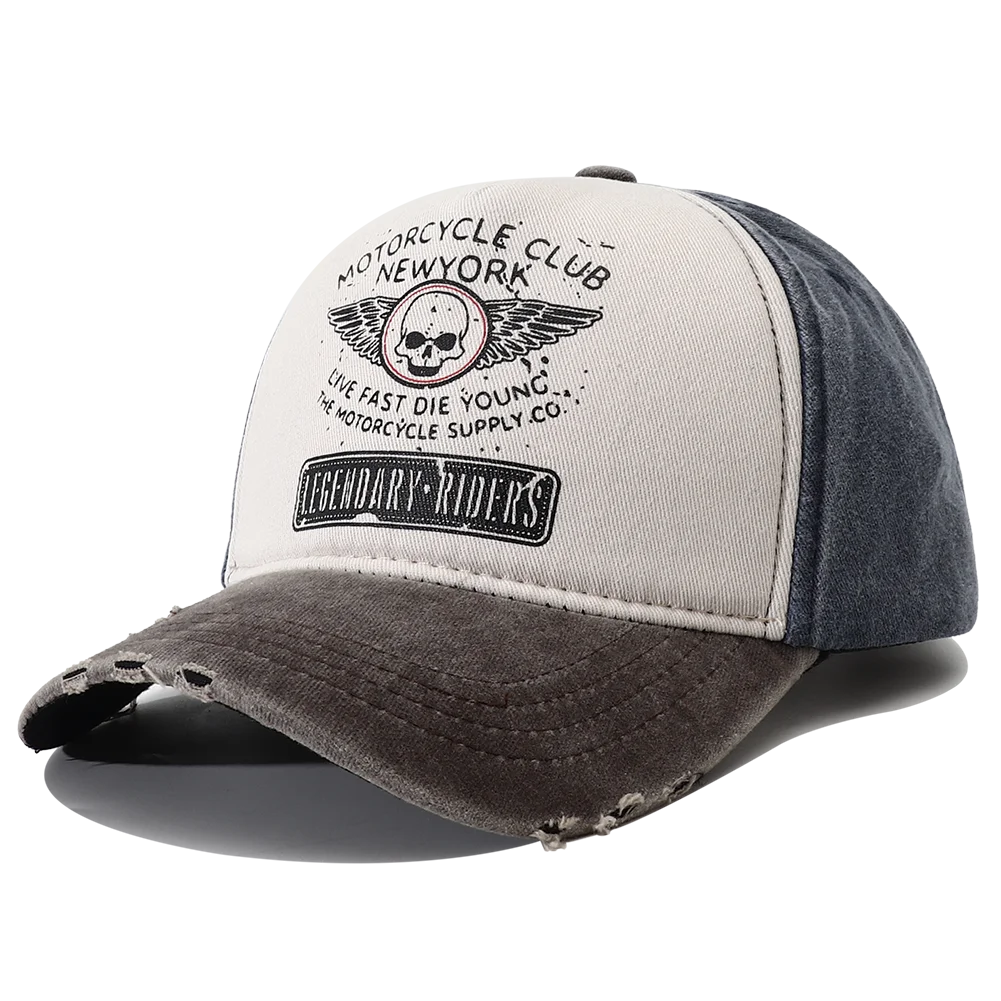 Casquette moto Punk femmes et hommes — baseball 5 panneaux, tête de mort, Hip Hop, New York, 2023