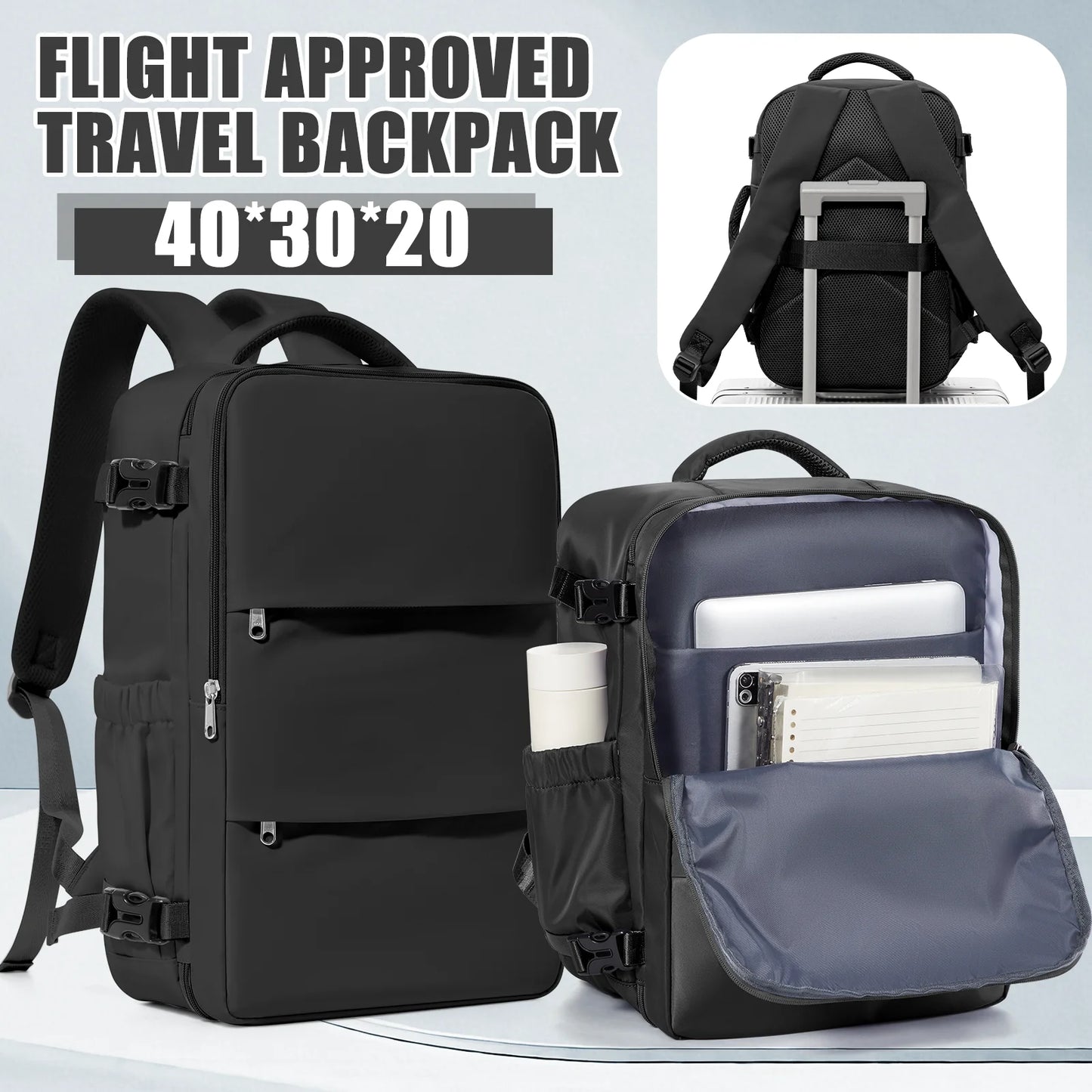 Sac à Dos Voyage Cabine Avion 40x30x20 — Étanche Ordinateur Bagage à Main