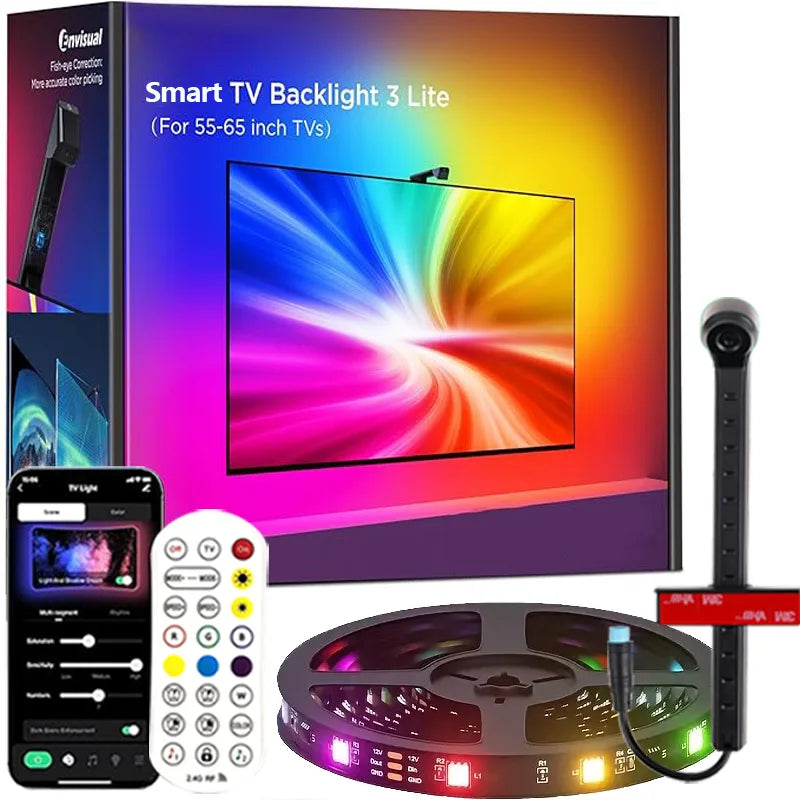 Rétro-éclairage TV/PC avec capteur de couleur RGB-IC, bande lumineuse LED pour écrans de 55 à 75 pouces, synchronisation intelligente, décoration de salle de jeu, lumières d'ambiance