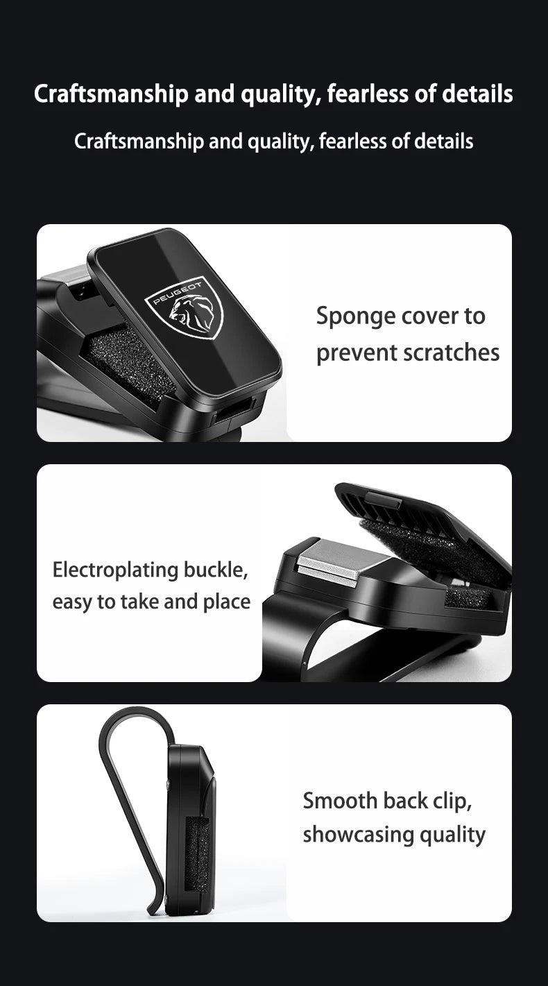 Porte-Lunettes Voiture Clip Pare-Soleil — Rangement, Protection Éponge, Anti-Rayures