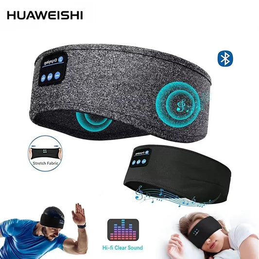 HUAWEISHI Auriculares deportivos Bluetooth 5.0 diadema elástica inalámbrica para dormir, máscara de ojos, auriculares inalámbricos, diadema