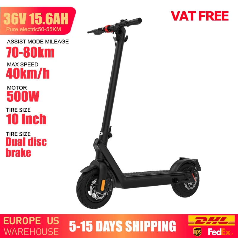Trottinette électrique pliable 550W — 48V 15.6Ah, 40 km/h, 10 pouces, pour adulte