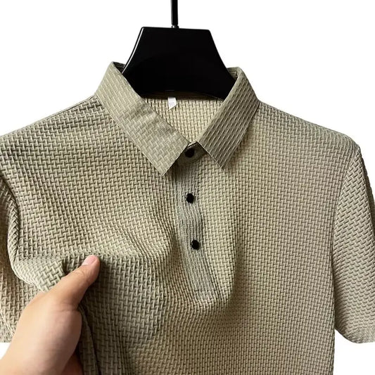Summer New Men's Lapel Hollow Short-sleeved Polo T-Shirt Ice Silk Breathable Business Fashion Male T-Shirt Brand Clothing