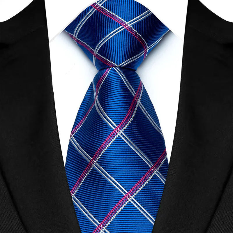 Cravate classique à rayures Paisley pour hommes — 8cm, Jacquard, bleu royal, accessoires, mariage