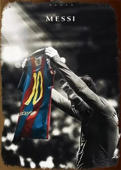 Affiche Métal Aluminium Étoile Football — Décoration Murale Bar, Club & Salon