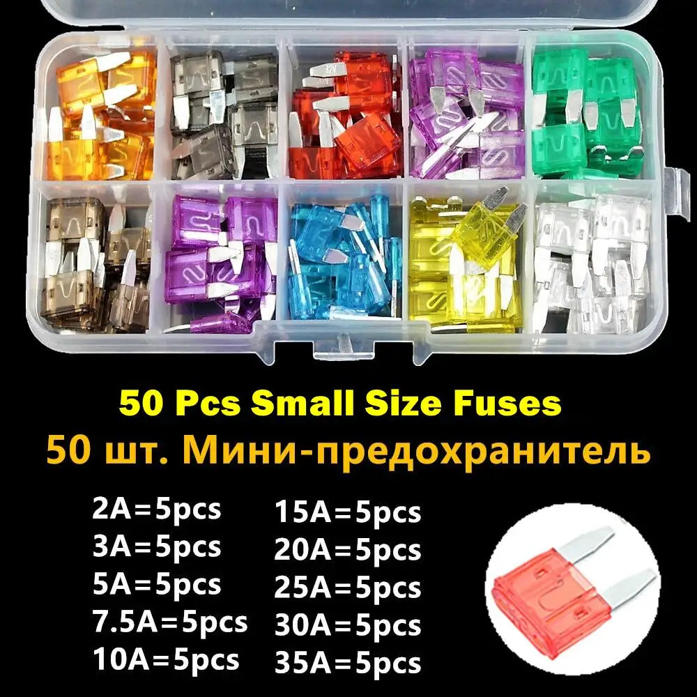 Mini fusibles de voiture automatiques moyens 2A/3A/5A/7.5A/10A/15A/20A/25A/30A/35A Amp avec mallette de rangement, Kit de jeu de fusibles à lame d'assortiment