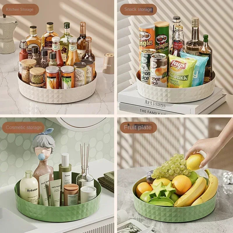 Support de rangement d'assaisonnement rotatif à 360 degrés, armoire de garde-manger multifonction, plateau tournant pour cosmétiques, accessoires de cuisine, plateau organisateur