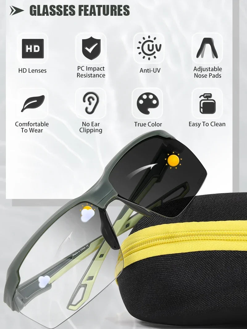 Lunettes de randonnée polarisées SCVCN, lunettes de cyclisme UV400, lunettes de vélo, lunettes de sport de plein air, équipement de course à pied et de camping