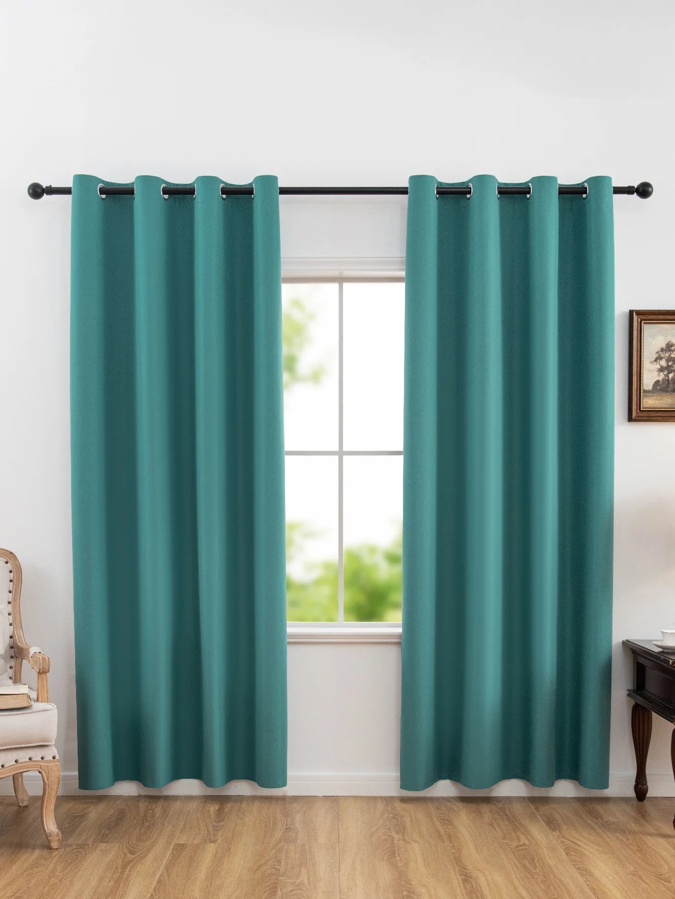 Rideaux occultants 100% solides avec œillets, rideaux de confidentialité totale pour chambre à coucher, beaux rideaux pour salon, 1 pièce