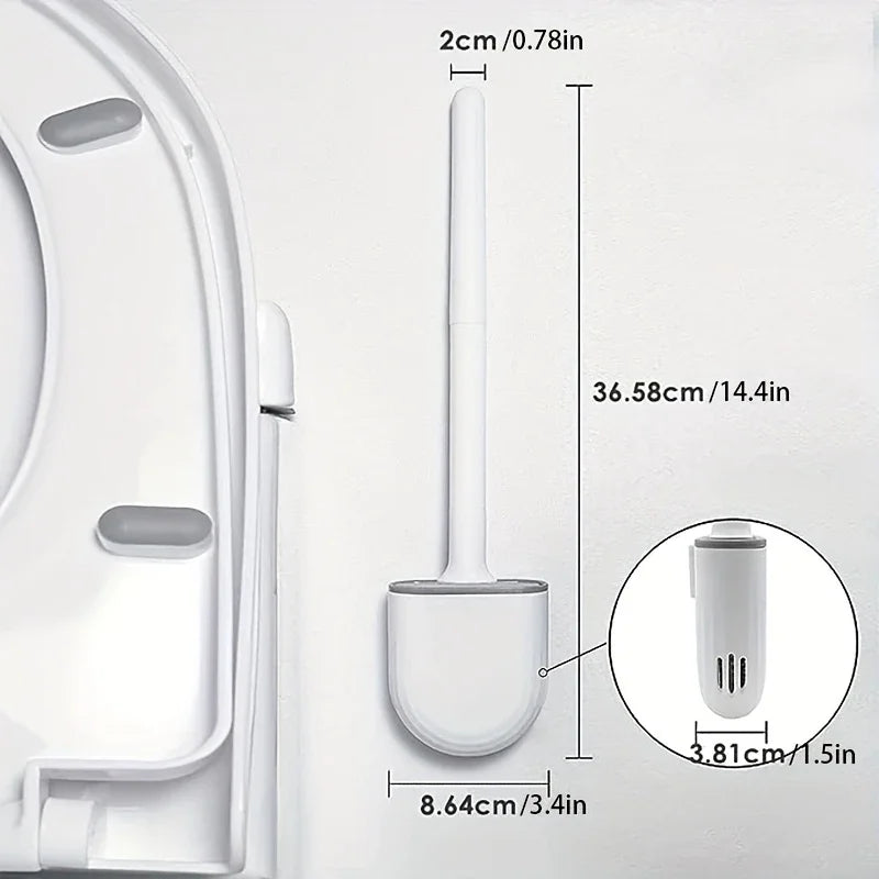 Nettoyeur de brosse de toilette suspendu en Silicone, avec manche Long, nettoyeur Flexible, brosse de salle de bain, support à séchage rapide, accessoires de salle de bains