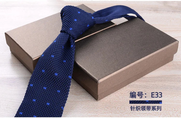 Corbatas de punto retro con rayas para hombres, estilo británico informal, formal de negocios, azul marino, rojo, marrón, corbatas hechas a mano, corbatín para esmoquin
