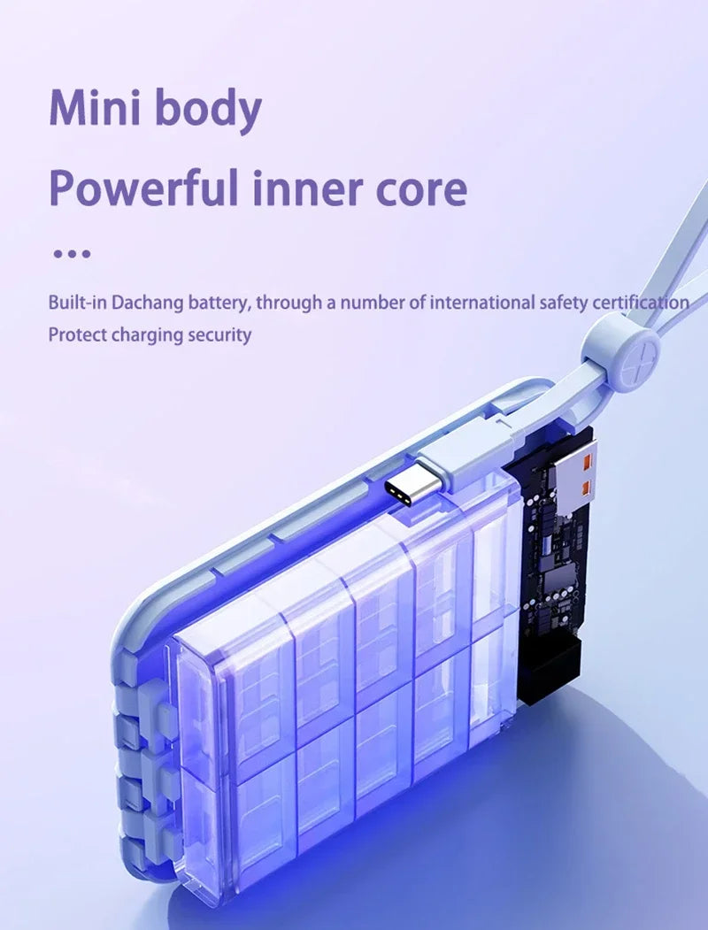Batería externa Lenovo 120W 500000mAh de gran capacidad con 4 cables en 1, pantalla digital inteligente, batería portátil ligera para iPhone, nueva