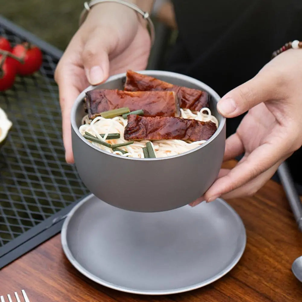 Bol Portable en titane à Double paroi, ultraléger, vaisselle de Purification écologique pour Camping en plein air barbecue pique-nique arrière