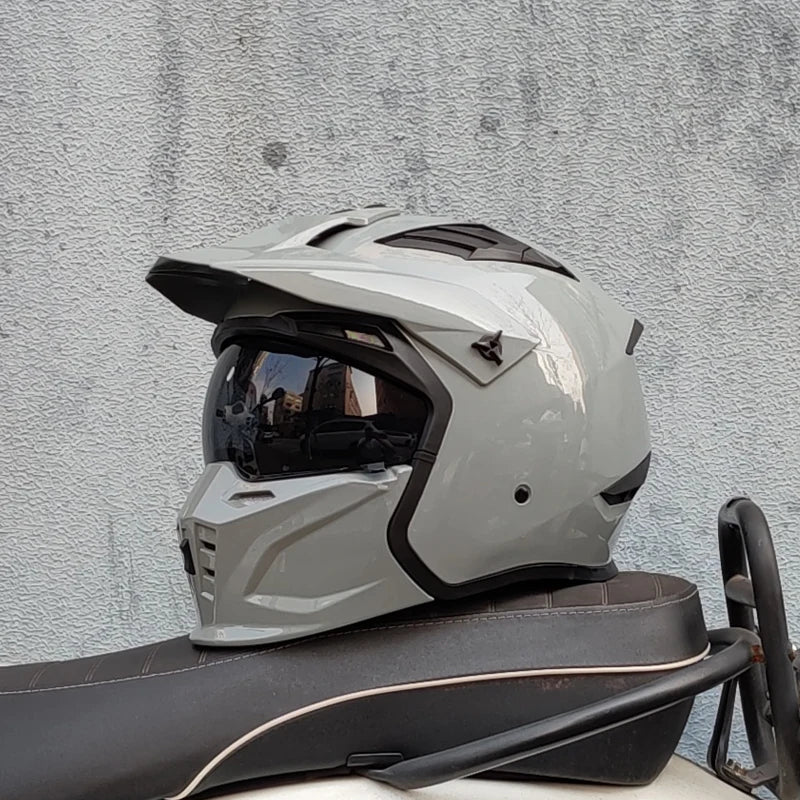 Casque Moto Vintage Demi-Casque Style Guerrier — Cruising Noir Homme Femme