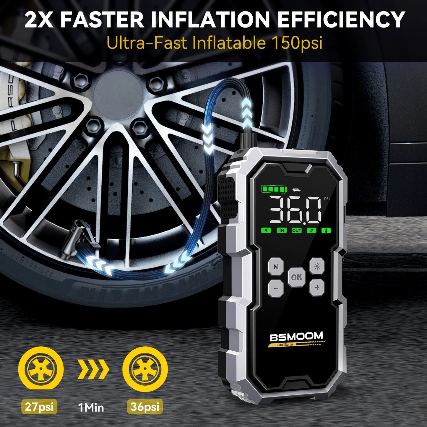 Pompe à Air 150PSI, batterie de voiture, Booster d'urgence 7000A, démarreur de saut de voiture, batterie externe, dispositif de démarrage Portable, démarreur de voiture, nouveau
