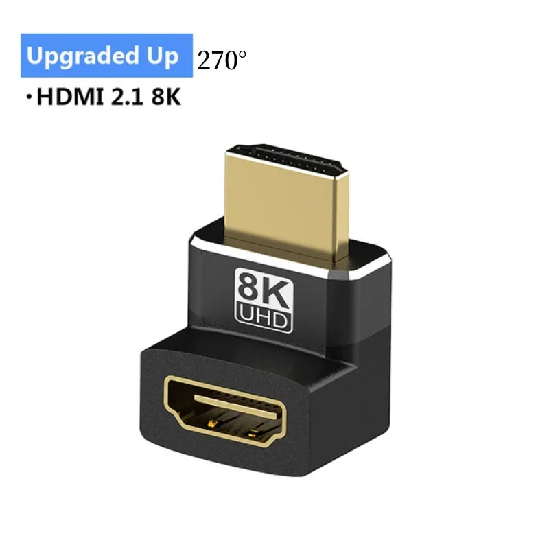 Adaptateur HDMI 2.1 8K — 90/270 degrés, mâle à femelle, 8K60Hz, 4K120Hz, 48Gbps, HDTV, PC