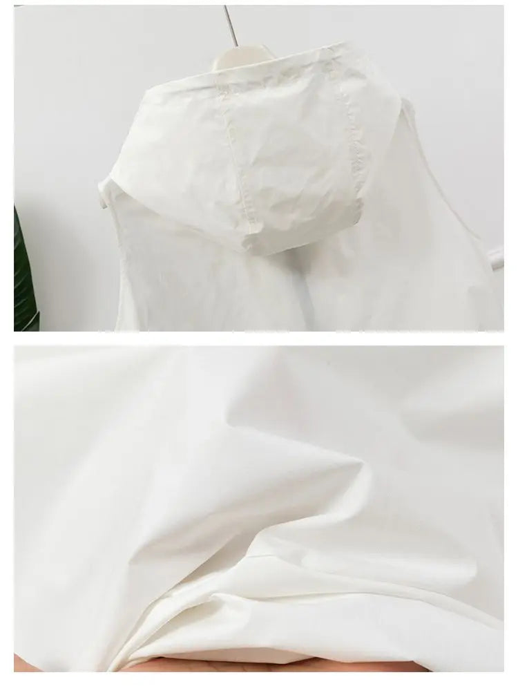 Gilet utilitaire sans manches à capuche gris clair pour femmes, fermeture éclair sur le devant, cordon de serrage, poche à la taille, Gilet superposé décontracté pour l'extérieur
