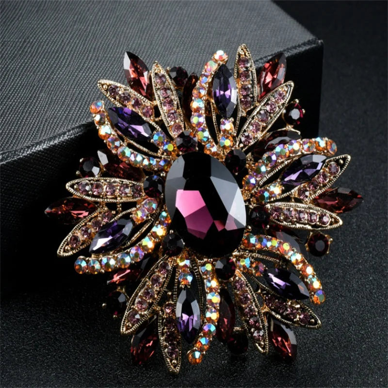 European and American Brooch, Trendy Style, Metal Alloy, Pearl, Rhinestone, Flower, Oil Drop, Corsage for Women