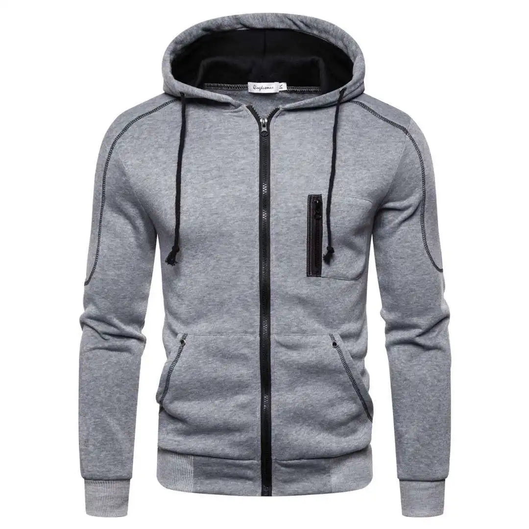 Sweat À Capuche Homme Couleur Bloc Polaire — Noir Blanc Vert Rouge Hiver