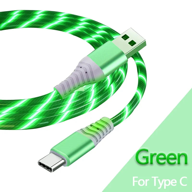 Câble USB Lumineux 7A — Charge Rapide Micro USB & Type-C LED Streamer