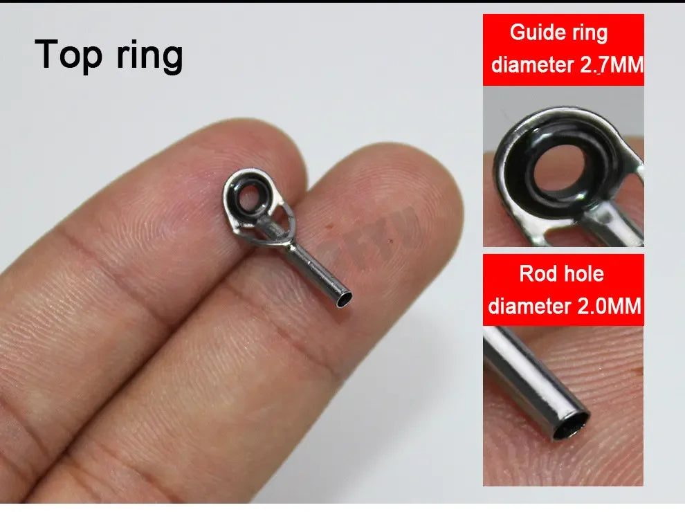 2mm-12mm tout ensemble diamètre roche canne à pêche Guides anneau réparation plusieurs tailles mer canne à pêche Guide anneaux rocky tige fil boucle